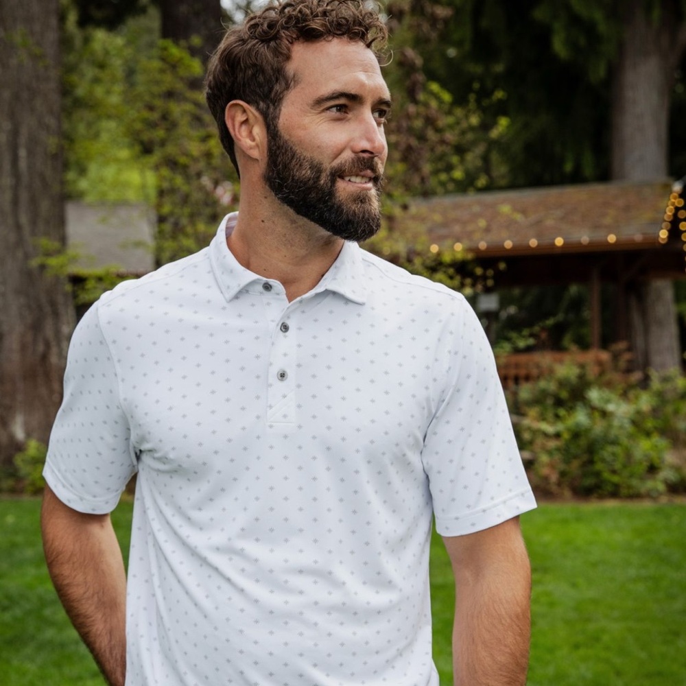 Cutter & Buck Virtue Eco Pique Tile Print Recycled Mens Polo - Picture 4 of 7